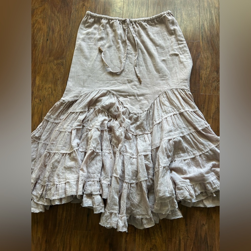 Free People Tiered Ruffle Midi Skirt - Like A Mermaid Style - Mauve/Lilac Size M - Picture 8 of 9